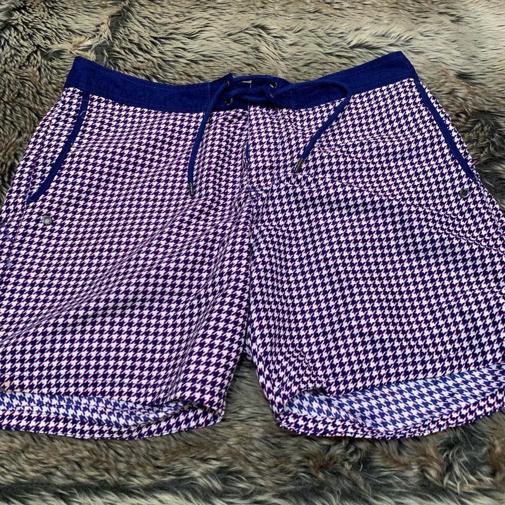 Mr. Swim Houndstooth Chuck Trunks, Pink/Blue size 36